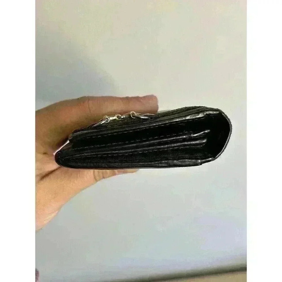 GUCCI Black Leather‎ Long Folded Wallet With Button Closure. Vintage, Classic - Picture 4 of 16